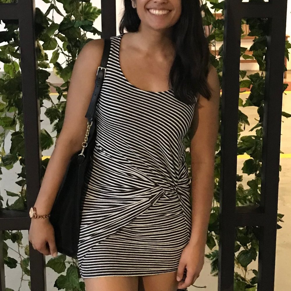 striped high low bodycon dress knot detail 3/$45